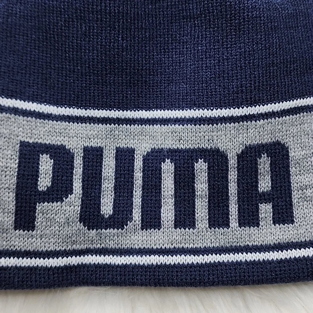 Puma Bryant Reversible Beanie Navy Blue Grey White New With Tags